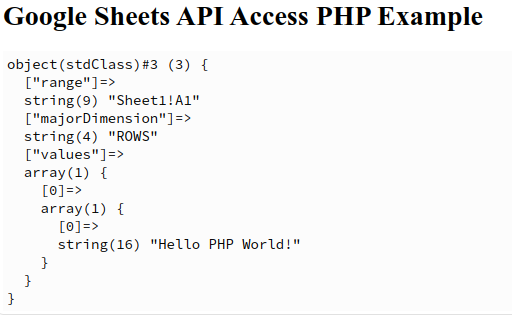 Google Sheets API Access PHP Example